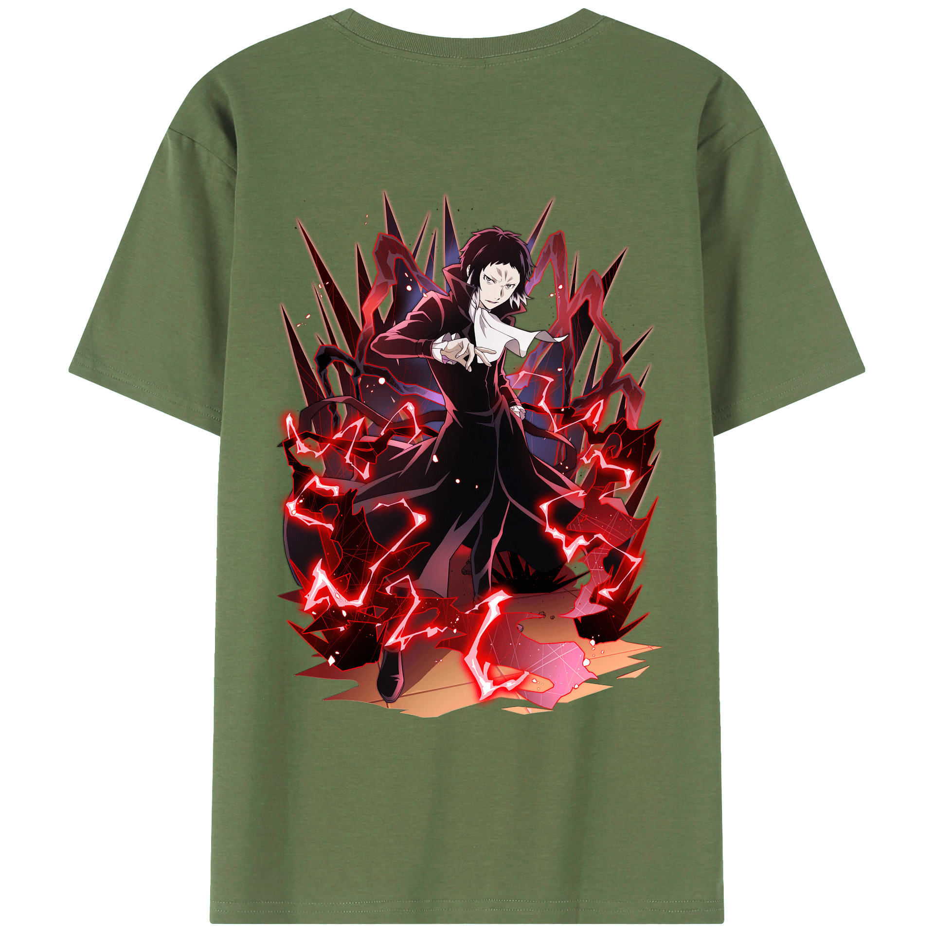 （画像用） 文豪ストレイドッグス Bungo Stray Dogs 綿100％ メンズ半袖Tシャツ（バックプリント） 通気性